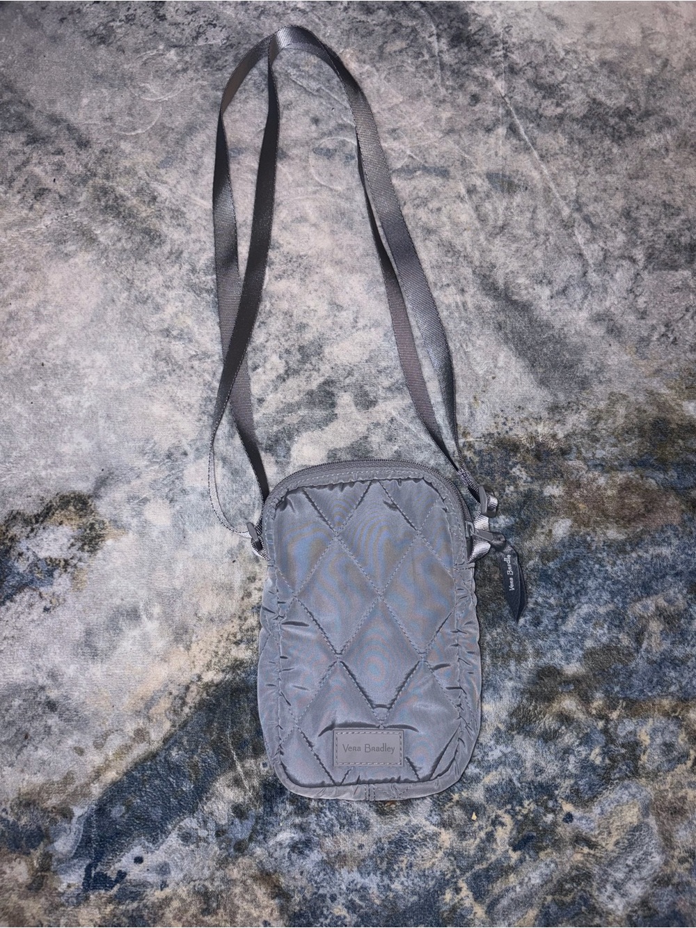Vera Bradley Quilted Gray Crossbody Phone Pouch